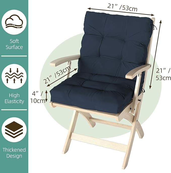 Outdoor Chair Cushions Set of 2, High Back Soft Seat Pad - Image 9