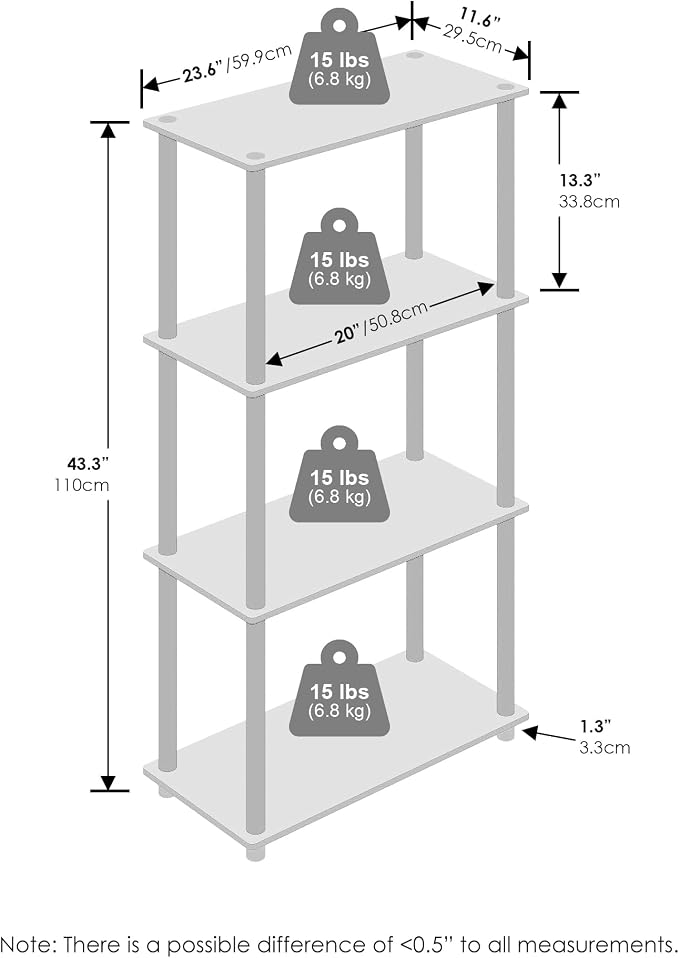 Furinno Turn-N-Tube Book Shelf, 4-Tier Bookshelf, Bookcase - Image 5