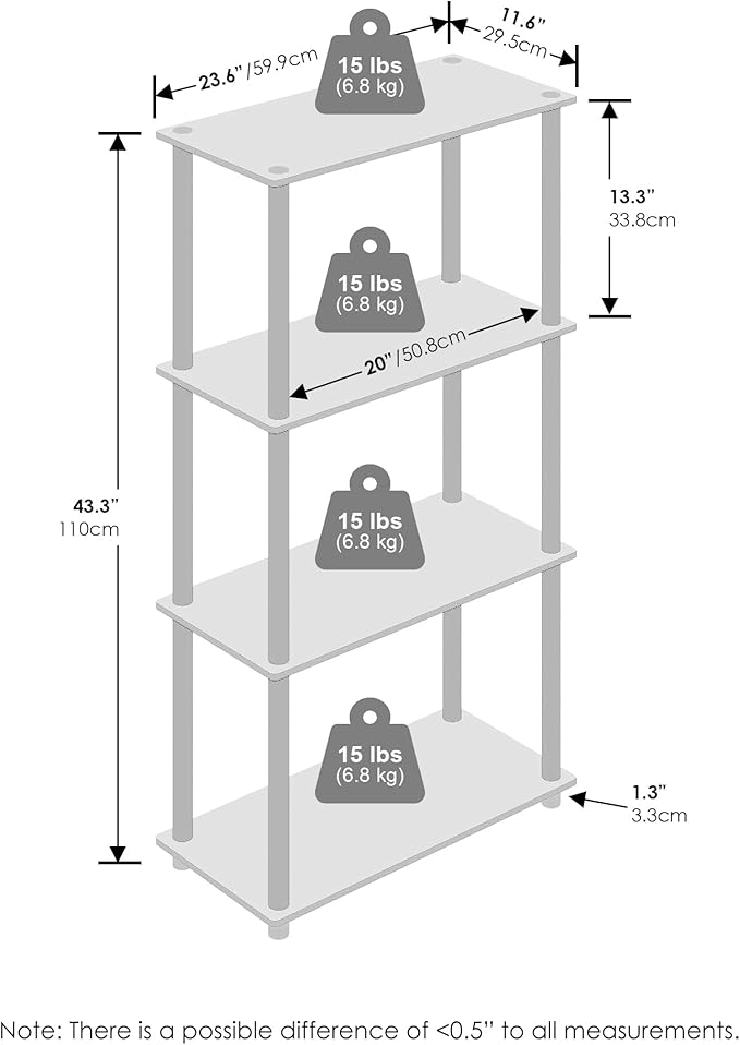 Furinno Turn-N-Tube Book Shelf, 4-Tier Bookshelf, Bookcase - Image 5