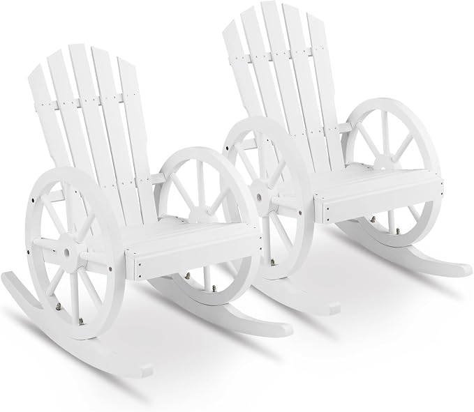 Outvita Adirondack Rocking Chair Set of 2, Wood Wagon Rocker, Outdoor Wooden by Outvita