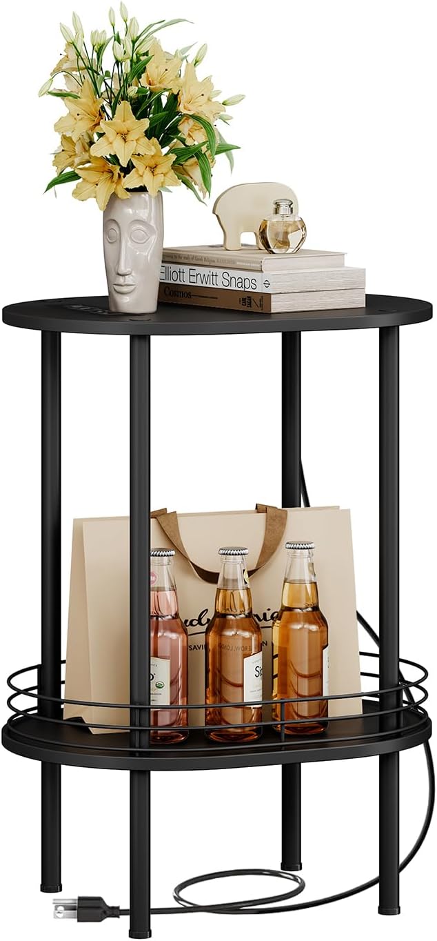 DGSANDGO Side Table with Charging Station, Side Tables Living Room, Nightstand - Image 7
