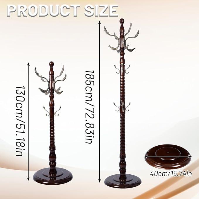 73" Wooden Coat Rack Stand, Coat Racks Freestanding - Image 6