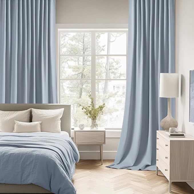 MIULEE Light Blue Back Tab Blackout Curtains 63 Inch Length 2 Panels Set - Image 2