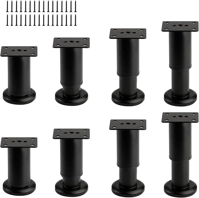8 PCS Adjustable Metal Furniture Legs 3.15-4.72 Inch, Heavy Duty Replacement by Unknown