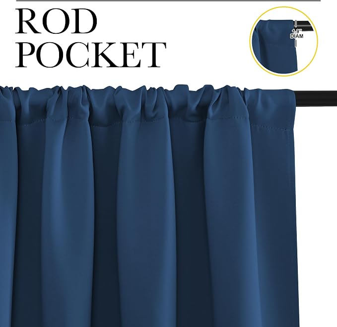 NICETOWN Kitchen Curtains, Short Blackout Curtains & Drapes, Moroccan Blue - Image 2