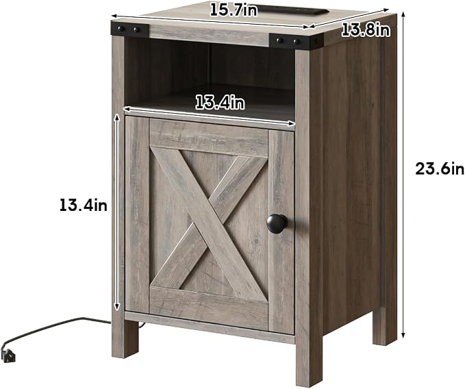 Fameill Farmhouse End Tables Set of 2, Nightstands - Image 3