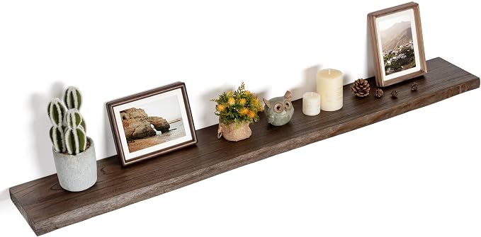 FLYJOE Floating Shelves for Wall Decor, Rustic Solid Elm Wood Live Edge by FLYJOE