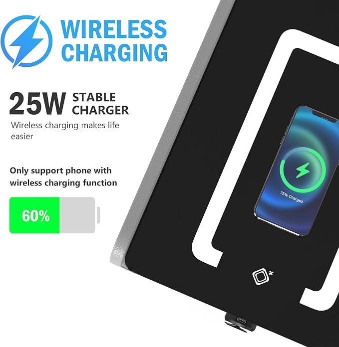 Smart Nightstand with Fingerprint Lock Drawer, Nightstand with Wireless Charging - Image 5