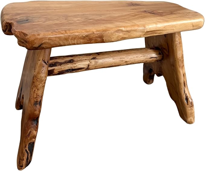 Natural Edge Cedar Wood Tree Stump Indoor/Outdoor Stool, Garden Bench, Night - Image 5