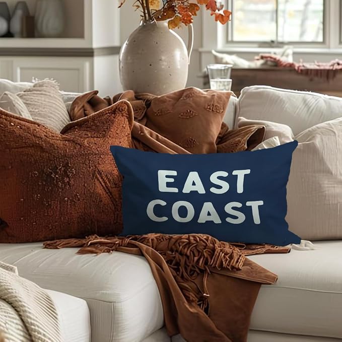 Coastal Throw Pillow Cover 12x20, Trendy Retro Dorm - Image 2