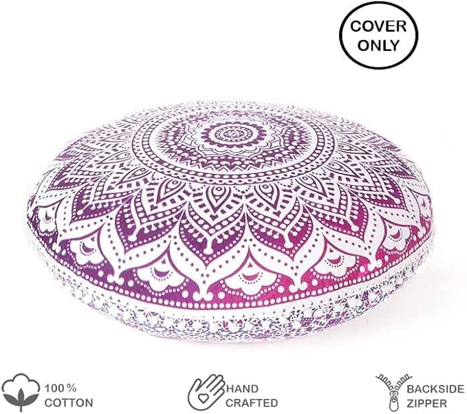 Mandala Floor Pillow Cover Meditation Cushion Seating Throw Hippie Round - Image 3