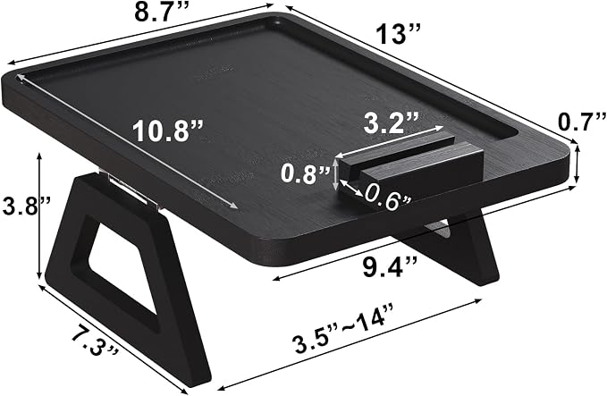 Couch Arm Tray with 360°Phone, Bamboo Folding Sofa Tray, Sofa Armrest Trays - Image 6