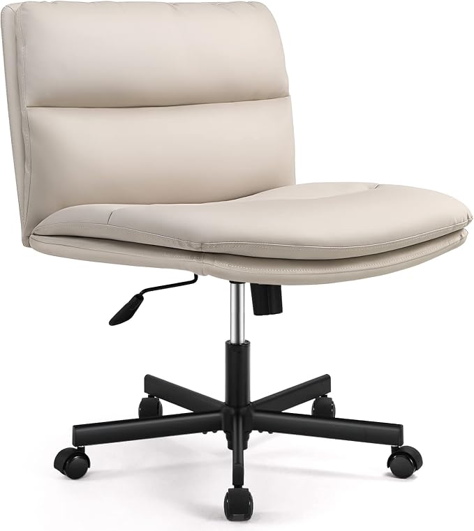 EMIAH Criss Cross Chair with Wheels Home Office Desk Chairs PU-Padded Vanity by EMIAH