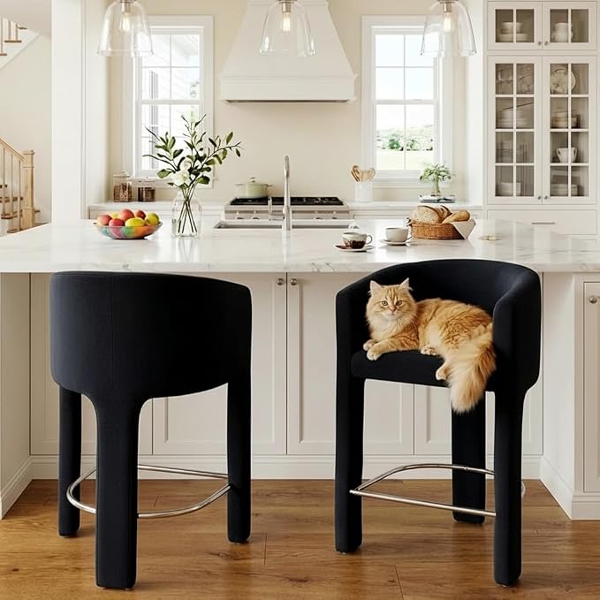HNY Modern Counter Height Bar Stools Set of 2, Upholstered Barstools - Image 7