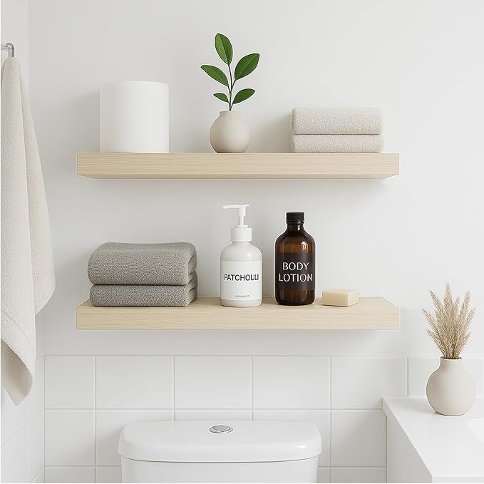 White Oak Floating Shelves for Wall, 24 in Wall Mounted Shelves Perfect for - Image 5