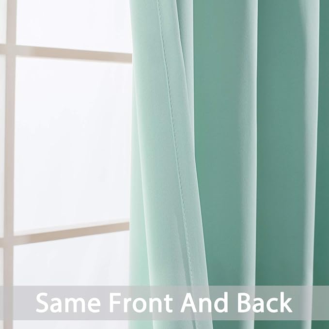 Yakamok Aqua Curtains 63 Inch Length Blackout Room Darkening Thermal Insulated - Image 6