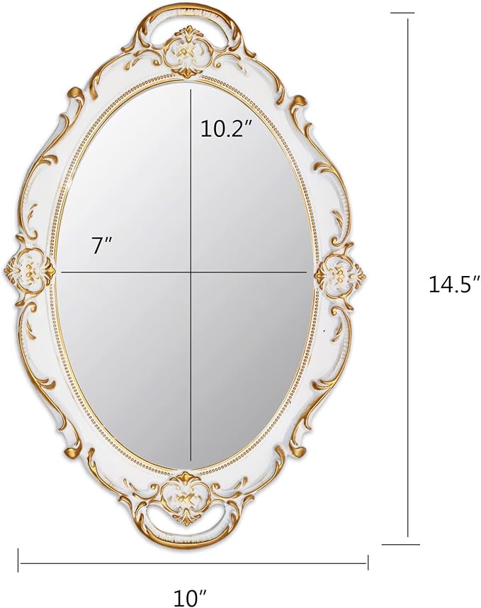 YCHMIR Vintage Mirror Small Wall Mirror 14.5 x 10 inchs Oval White - Image 4