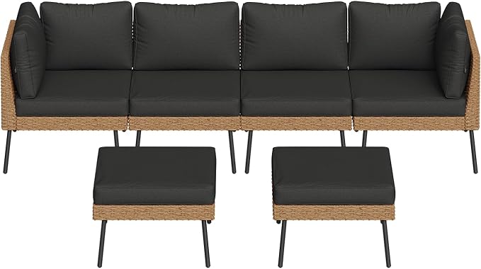 Aoxun 6 Piece Patio Furniture Set, 6 Seats Outdoor Sectional Sofas - Image 9