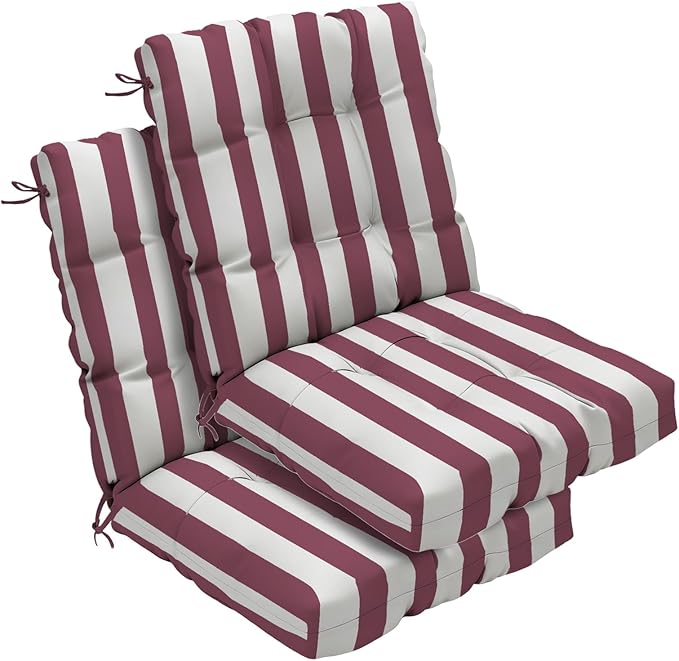 Outdoor Chair Cushions Set of 2, High Back Soft Seat Pad, Indoor Outside Use by zanwuhwyd