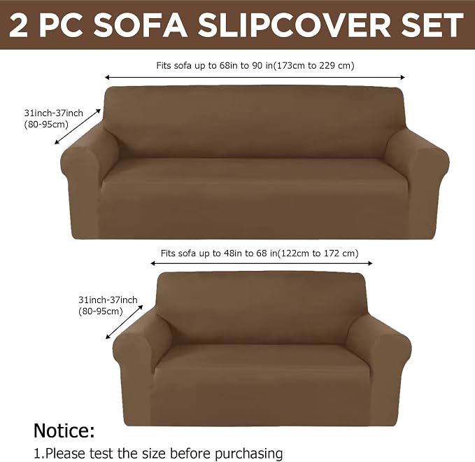 Peryiter 2 Pcs Sofa Covers Couch and Loveseat Covers Set Stretch Sofa Slipcover - Image 2