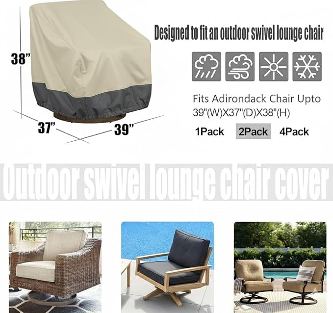 2 Pack Heavy Duty Patio Chair Covers - Image 2