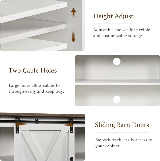 4 EVER WINNER TV Stand for 65 Inch TV for Living Room, Modern Farmhouse Barn - Image 3