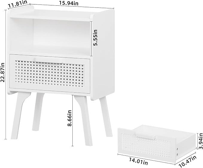 Lerliuo Rattan Nightstand, Side Table - Image 3