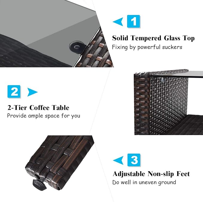 Tangkula 4 Piece Patio Furniture Set, Outdoor Wicker Conversation Set - Image 7
