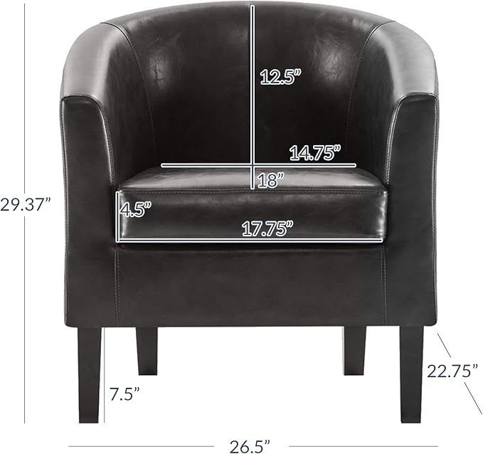 BELLEZE Accent Barrel Chair Set of 2, Linen Round Chair Club Tub Sofa Corner - Image 3