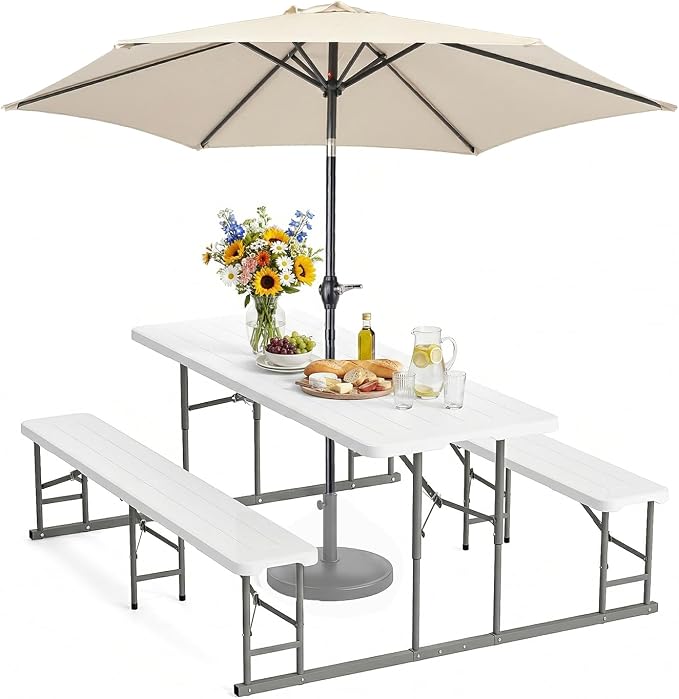 VINGLI Folding Picnic Table and Bench Set by VINGLI