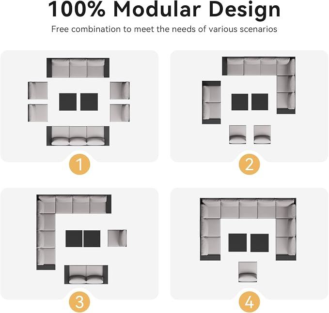 Aoxun Patio Furniture Set, Widen Armrests Wicker Outdoor Sectional - Image 8