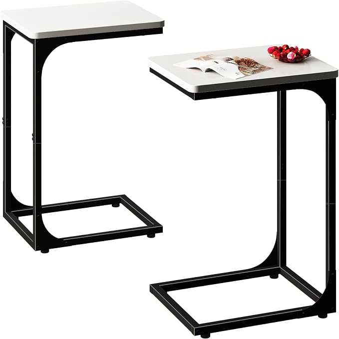QEEIG C Table Side Table Set of 2 Living Room Sets C Shaped Couch Tray End by QEEIG