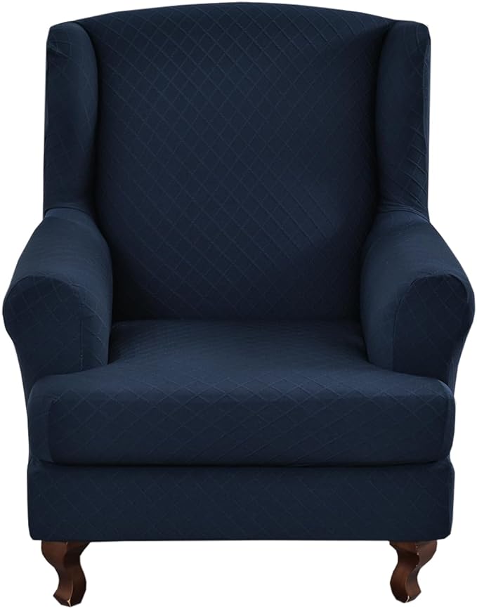 KRFOONN Stretch Wing Chair Slipcovers Printed 2 Piece Wingback Chair Covers by KRFOONN