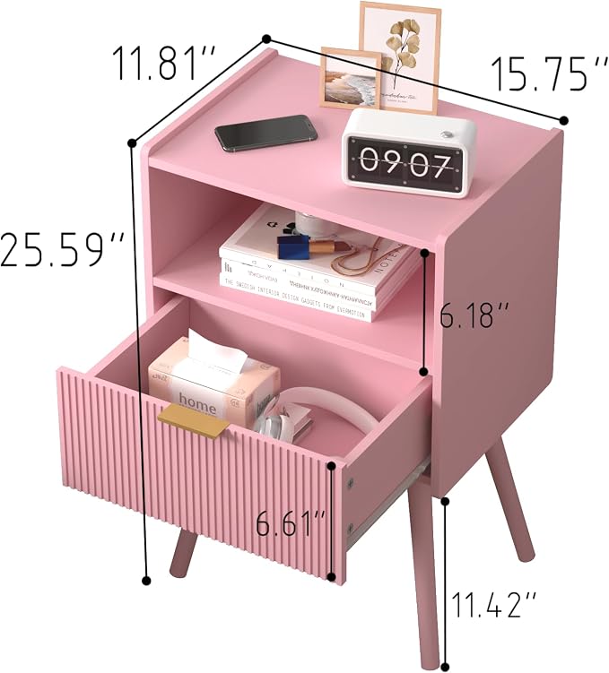 JOONEE Nightstand, Modern Bedside Table - Image 2