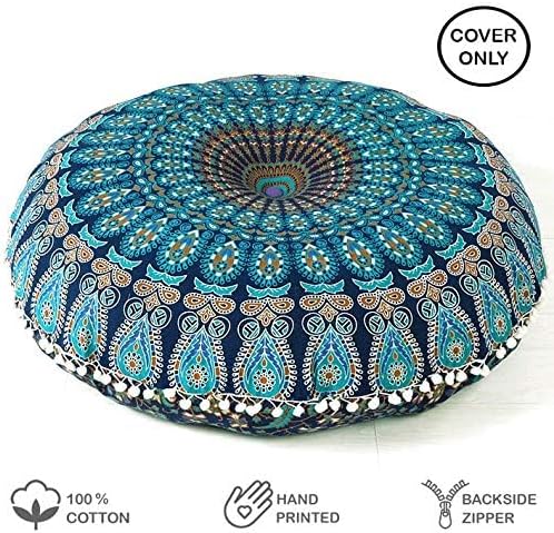 Mandala Floor Pillow Cover Meditation Cushion Seating Throw Hippie Round - Image 3