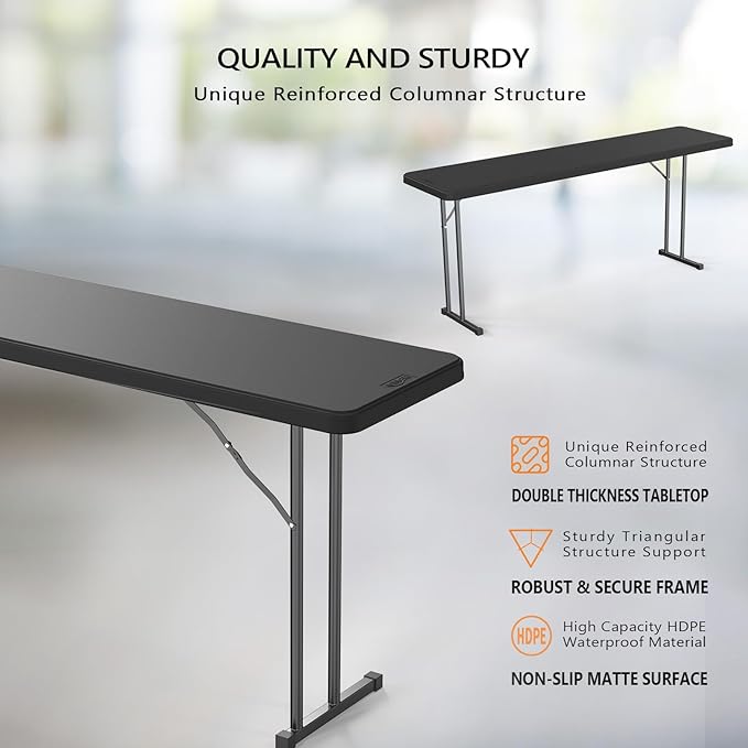 VINGLI 6 FT Narrow Folding Table, Home Work - Image 4