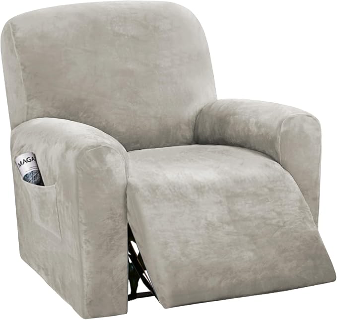 H.VERSAILTEX 4-Pieces Recliner Chair Covers Velvet Stretch Reclining Couch by HVERSAILTEX