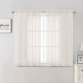 Lecloud Ivory Sheer Curtains 50 Inch Length 2 Pcs, Rustic Farmhouse Curtains by Lecloud