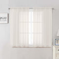 Lecloud Ivory Sheer Curtains 48 Inch Length 2 Pcs, Rustic Farmhouse Curtains by Lecloud