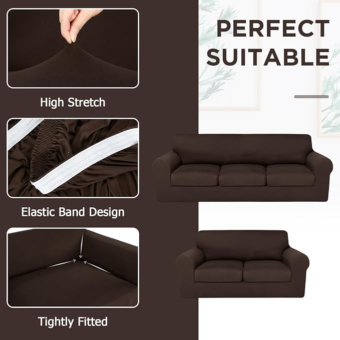 HunnmingRe Sofa Covers for 3 Cushion Couch Stretch Sofa and Loveseat Covers Set - Image 4