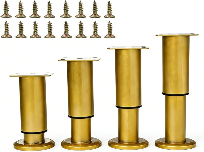 4PCS Adjustable 4.7-7.08 Inch Metal Furniture Legs Brass Furniture Replacement by SWTOOL