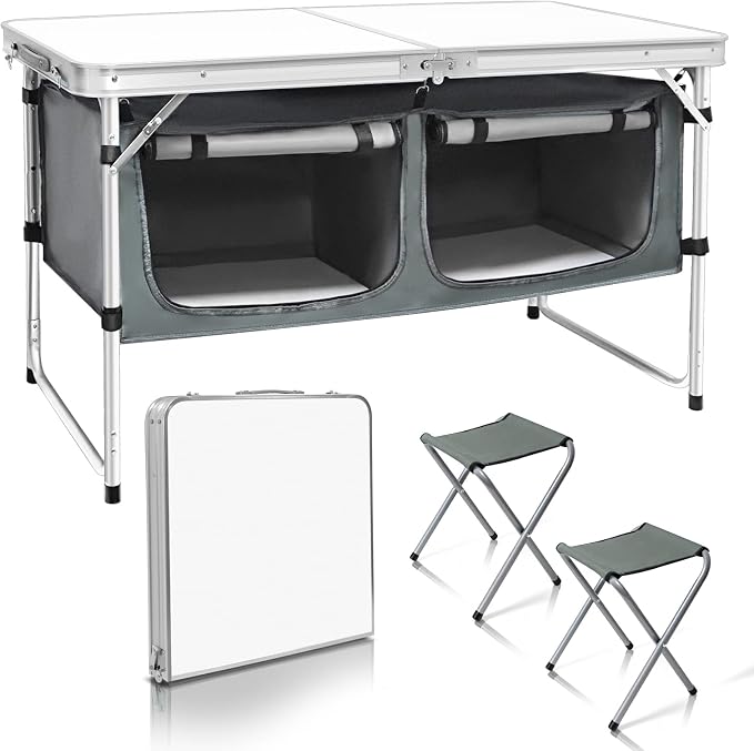 CampLand Outdoor Folding Table Aluminum Lightweight Height Adjustable by CampLand
