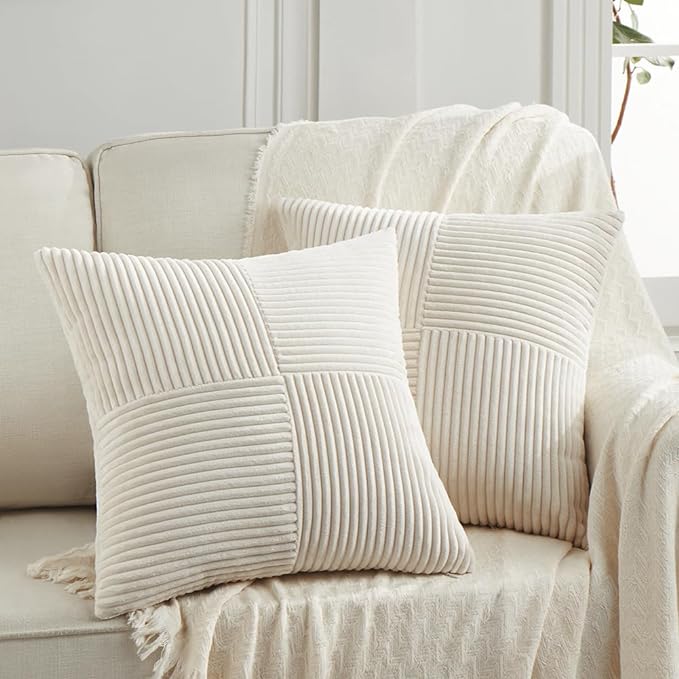 Fancy Homi 2 Packs Cream Samll Decorative Throw Pillow Covers 12x12 Inch by Fancy+Homi