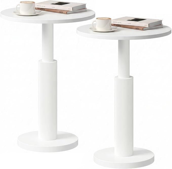 LAATOOREE Round Side Tables Set of 2, Pedestal Drink Table, Spacious Top by LAATOOREE
