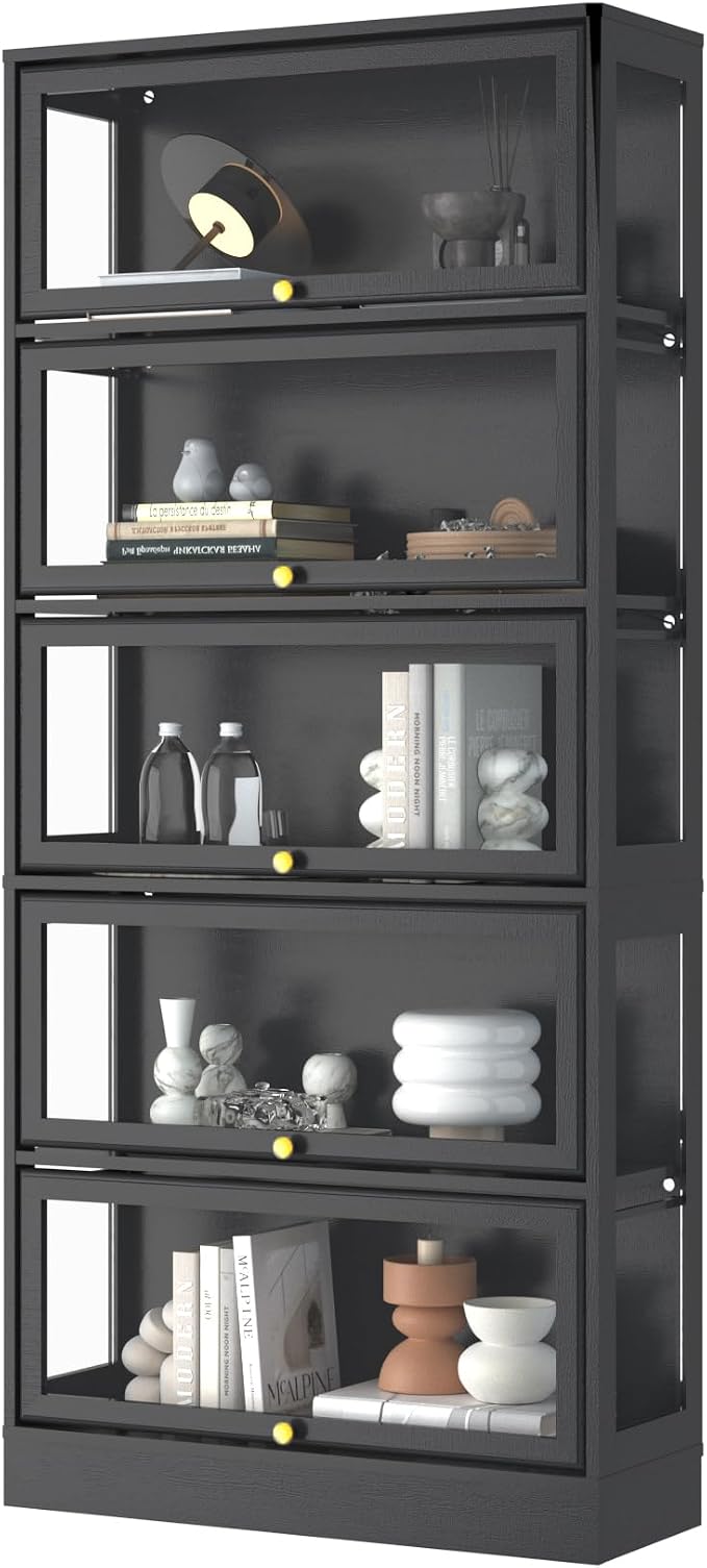Display Cabinet with Acrylic Glass Doors, 5-Tiers Curio Cabinet with LED - Image 9