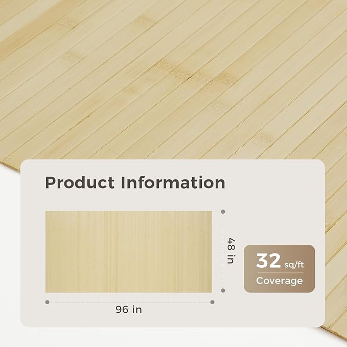 OUZUGIE 1 Pack 96x48 Inch Natural Bamboo Wall Panel – Raw Pole Wrap Paneling - Image 2