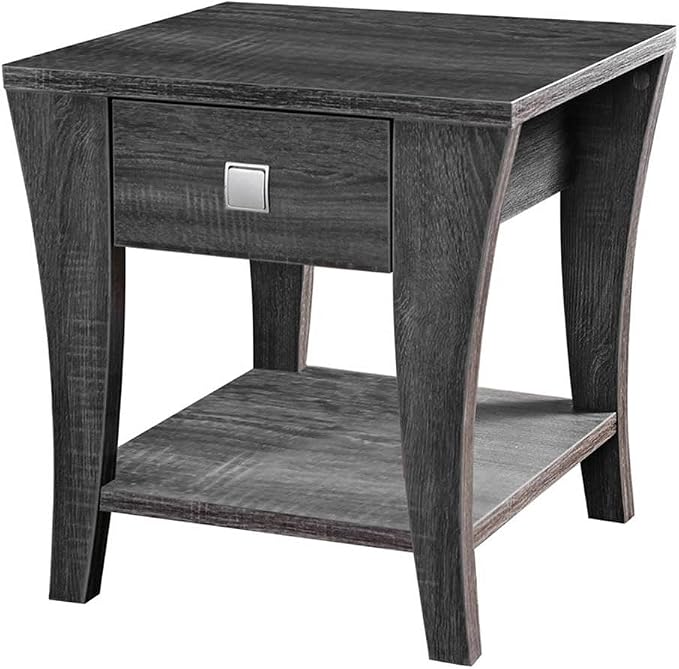 BOWERY HILL Transitional Wood Storage End Table, Solid Wood and Veneer by BOWERYHILL
