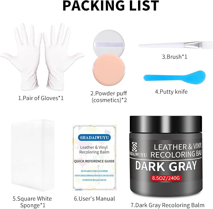 Leather Recoloring Balm, 8.5oz Leather Color Restorer, Dark Gray Leather Repair - Image 7