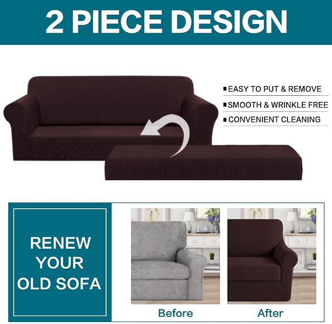 Turquoize Stretch Sofa Slipcover 2 Pieces Sofa Cover Couch Cover - Image 4