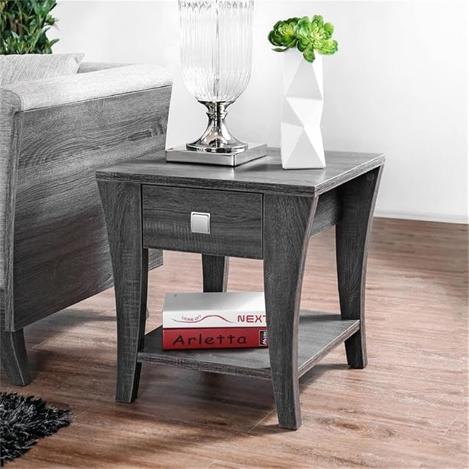 Furniture of America Ami Transitional Wood Storage End Table in Gray - Image 6